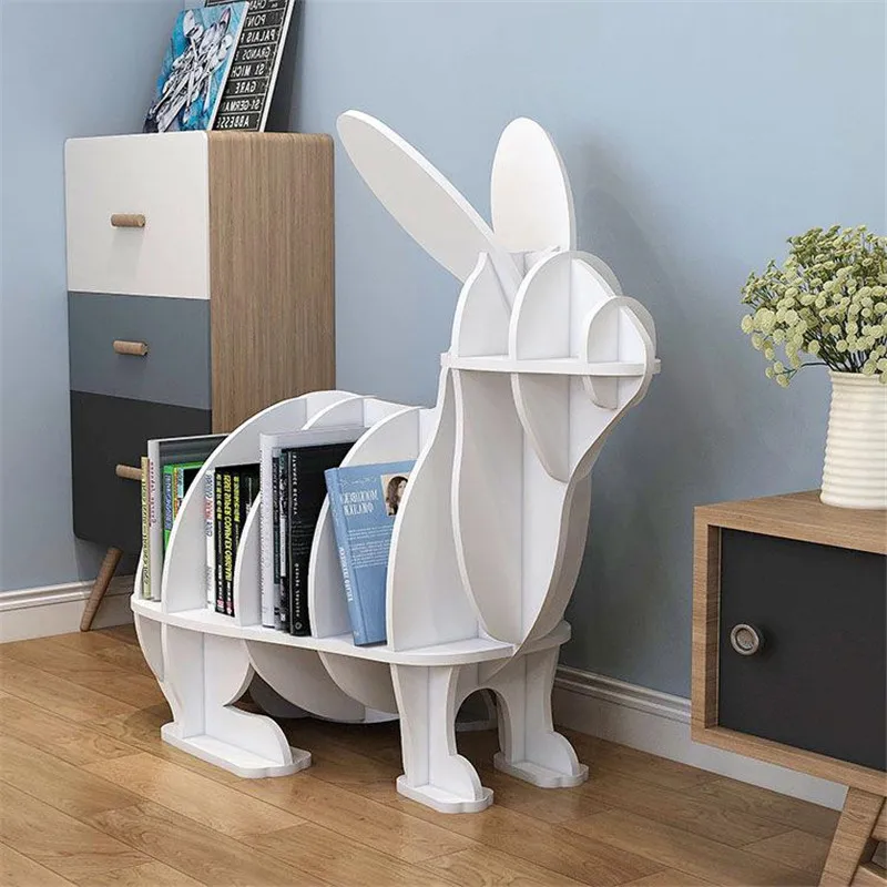 

Creative Kindergarten Children's Bookshelf Rabbit Sculpture Bunny Floor Decoration Shelves Home Accessories Crafts Shelf