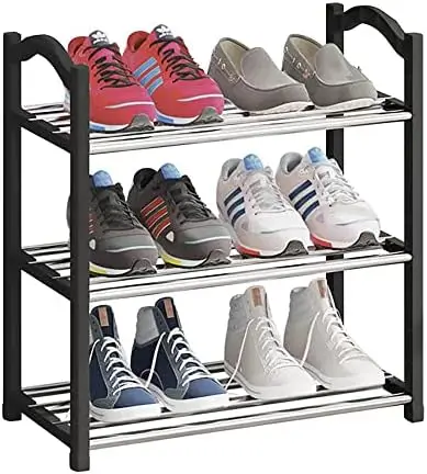 

Zapatero pequeño, zapatero de 3 niveles, mini organizadores de zapatos, almacenamiento de calzado, montaje rápido sin necesida