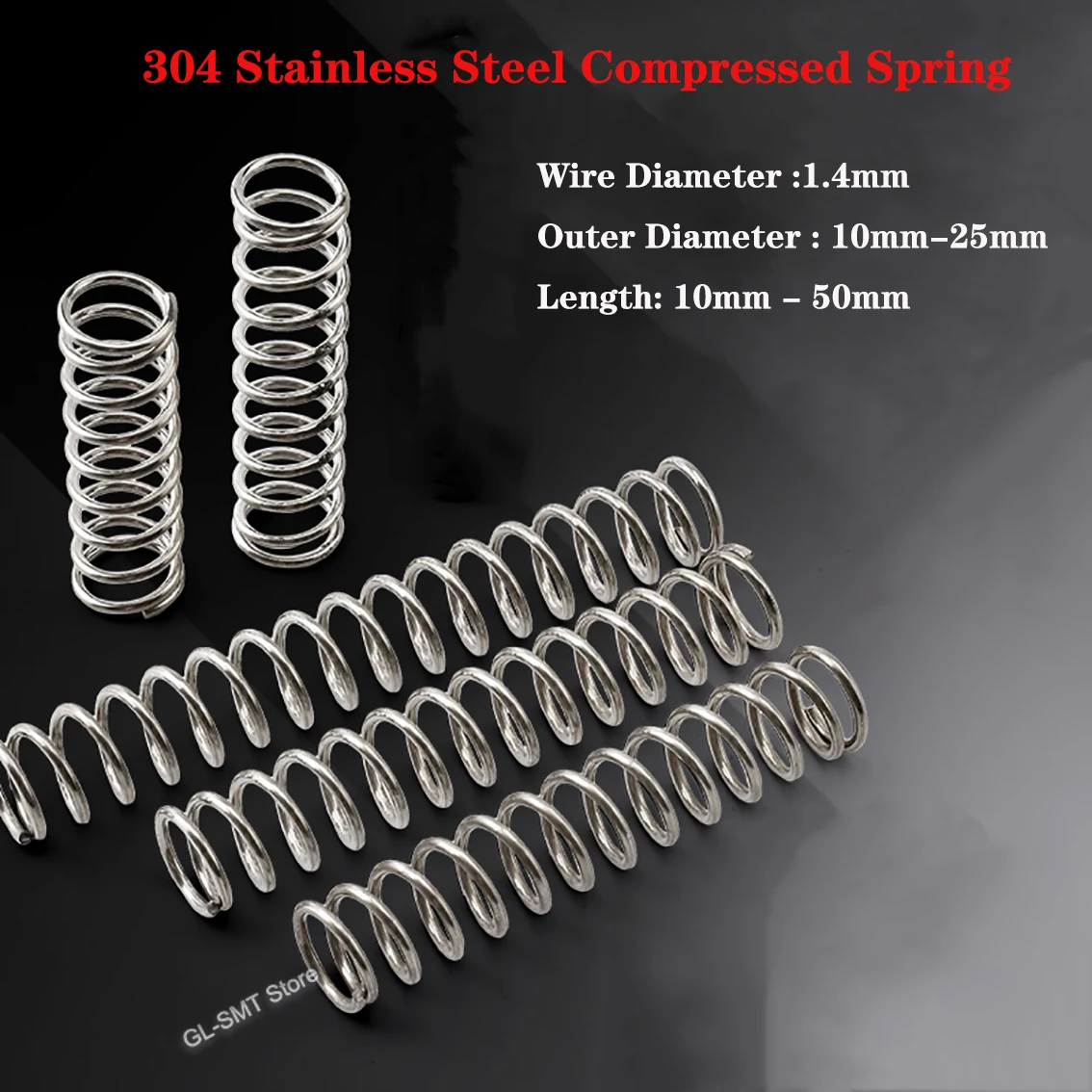 

10pcs Compression Spring Wire Dia 1.4mm 304 Stainless Steel Y-Type Compressed Spring Return Spring Length 10-50mm