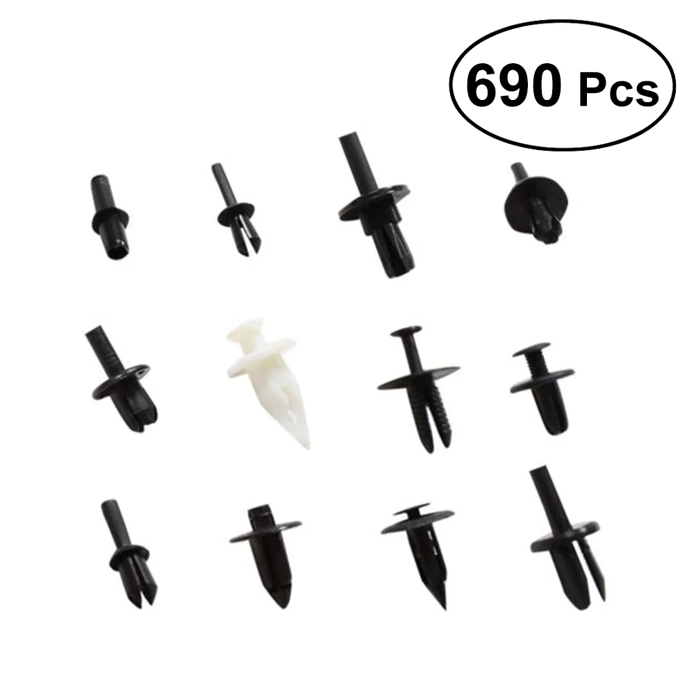 

690 in 1 Car Push Retainers Auto Interior Panel Push Rivets Trim Clips Set (Black)