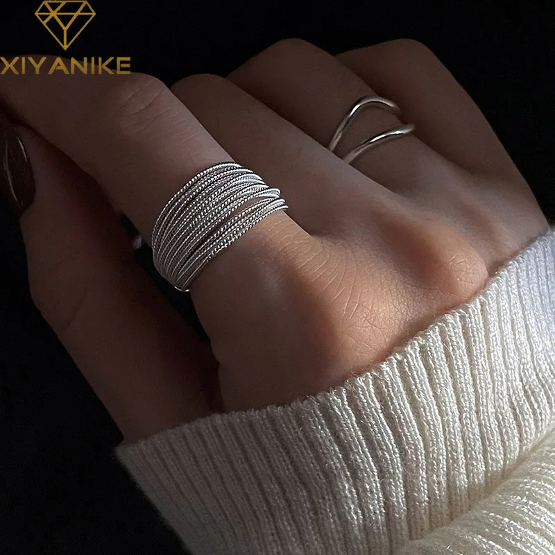 

XIYANIKE Minimalist Multilayer Cuff Finger Rings For Women Girl Luxury Fashion New Jewelry Ladies Gift Party anillos mujer