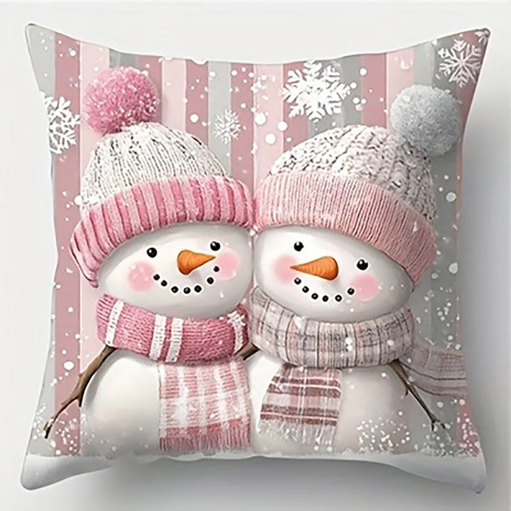 Рождественские наволочки со снеговиком, полиэстер велюр