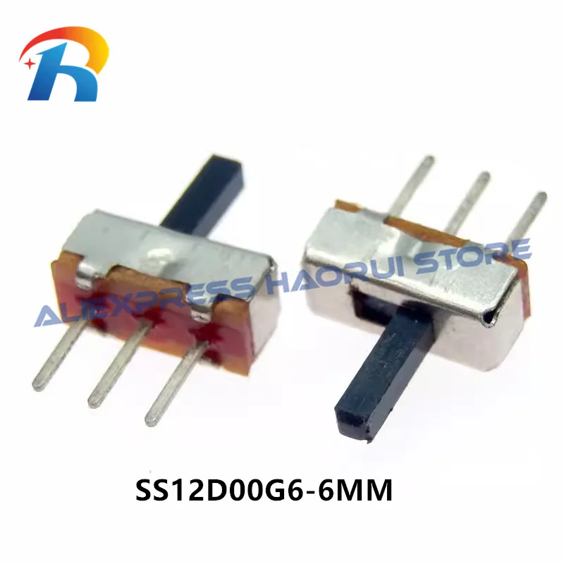 

100 шт. SS12D00 прерыватель включения-выключения мини-ползунковый переключатель 3-контактный 1P2T 2-позиционный тумблер Длина ручки: 2 мм/3 мм/4 мм/5 мм/6 мм