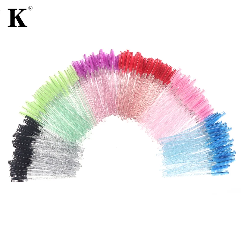 

100Pcs Crystal Eye Brush Diamond Handle Mascara Wands Brush Eyelash Extension