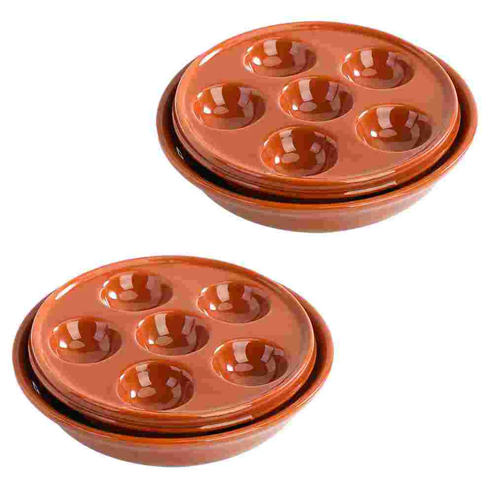 

2pcs Non-stick Escargot Plate Ceramic Household Snail Plate for Kitchen Restaurant Hotel