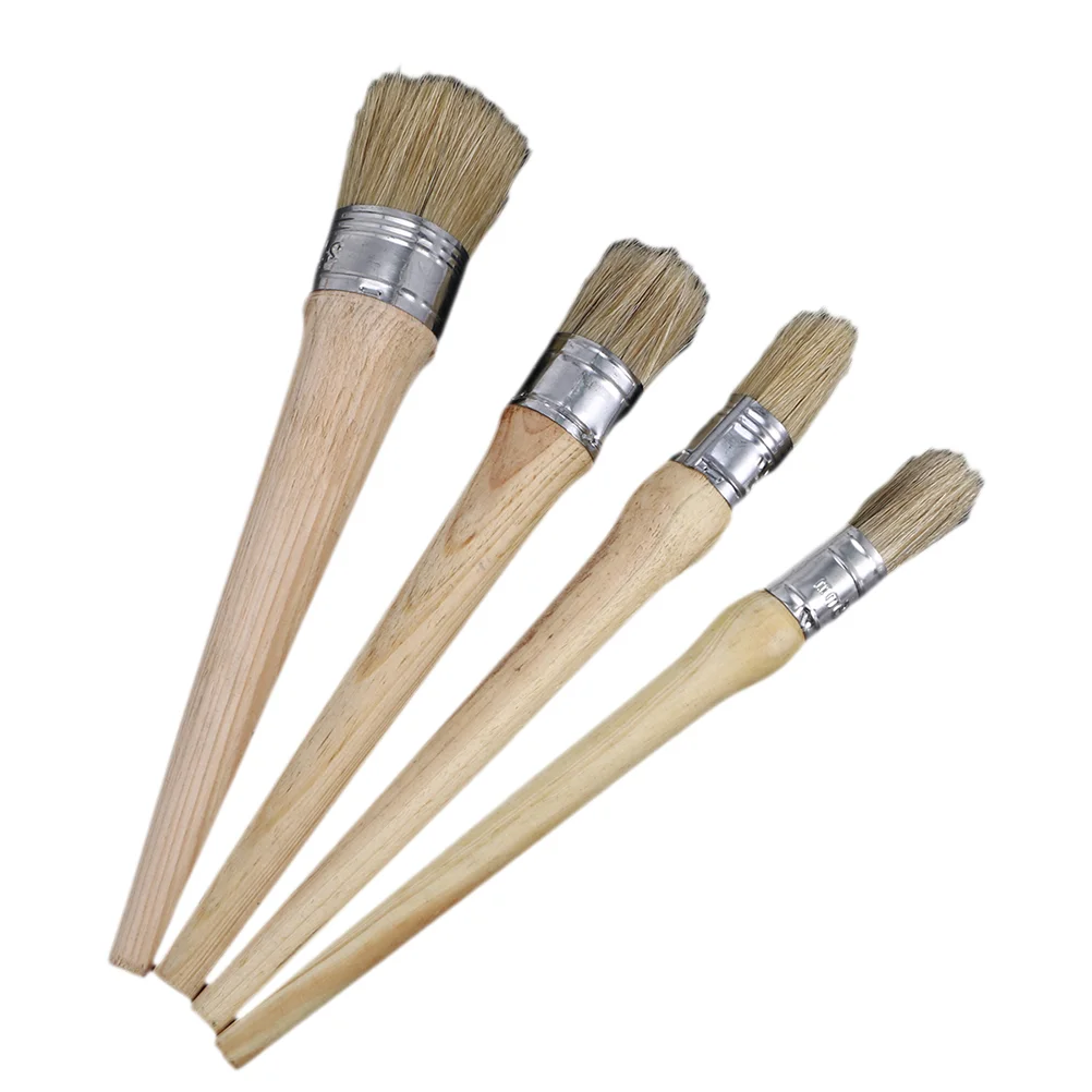 

Brush Brushes Wax Round Stencil Painting Nylon Furniture Professional Artist Varnish Chip Set Wooden Paintbrushes Wood