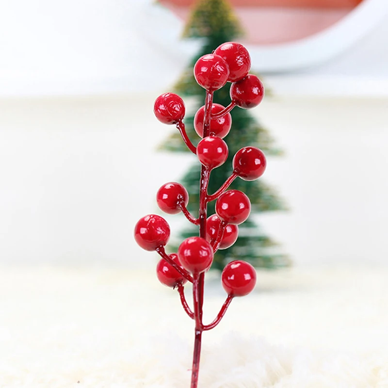 

Rich Red Artificial Berry Stems 1Pc Christmas Berry Pick Winter Fake Berries Bunch Faux Cranberries For Holiday Wedding Decor