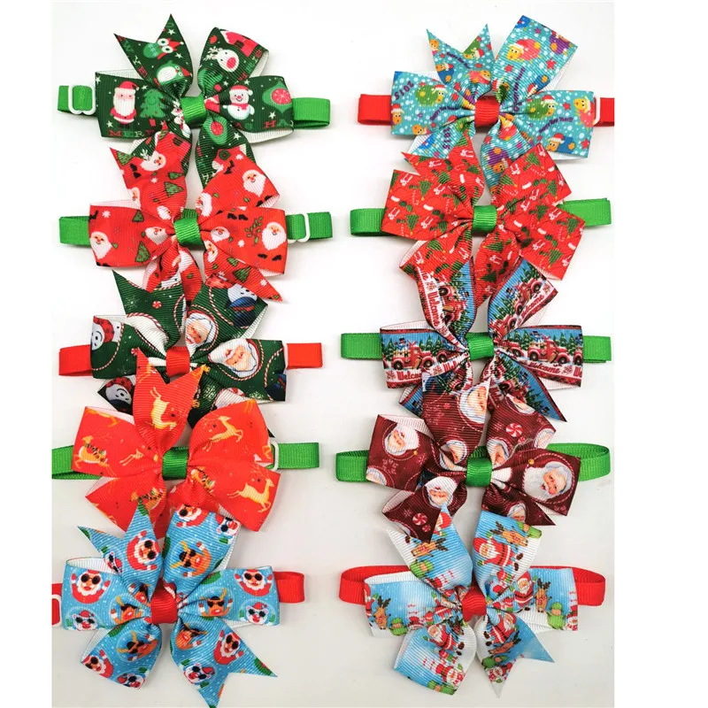 

50/100pcs Christmas pet dog bow ties snowman pattern Pet Dog Cat Bowties Ties for Small Dog Bow Tie Pet Grooming Supplies