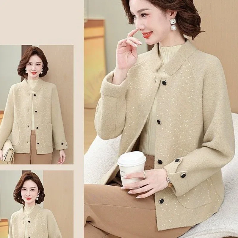 Стильный вязаный топ для пожилых женщин среднего возраста весенний укороченный