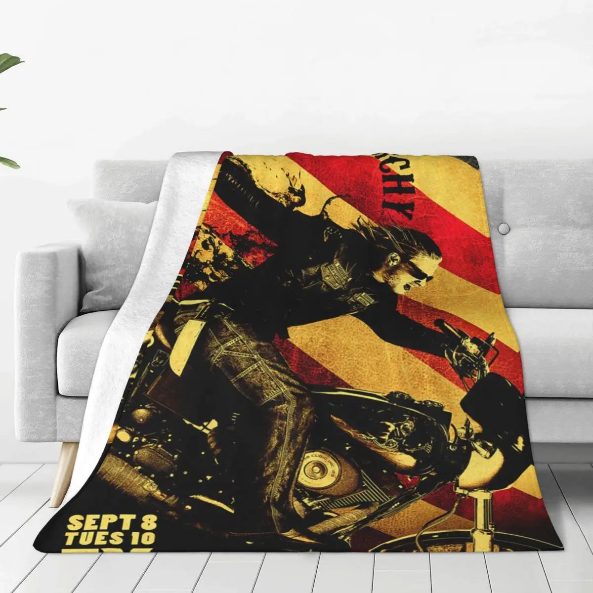 

Sons Of Anarchy Jax Teller Crime Flannel Blanket the Death Motorcycle Throw Blanket for Home Hotel Sofa 125*100cm Rug Piece