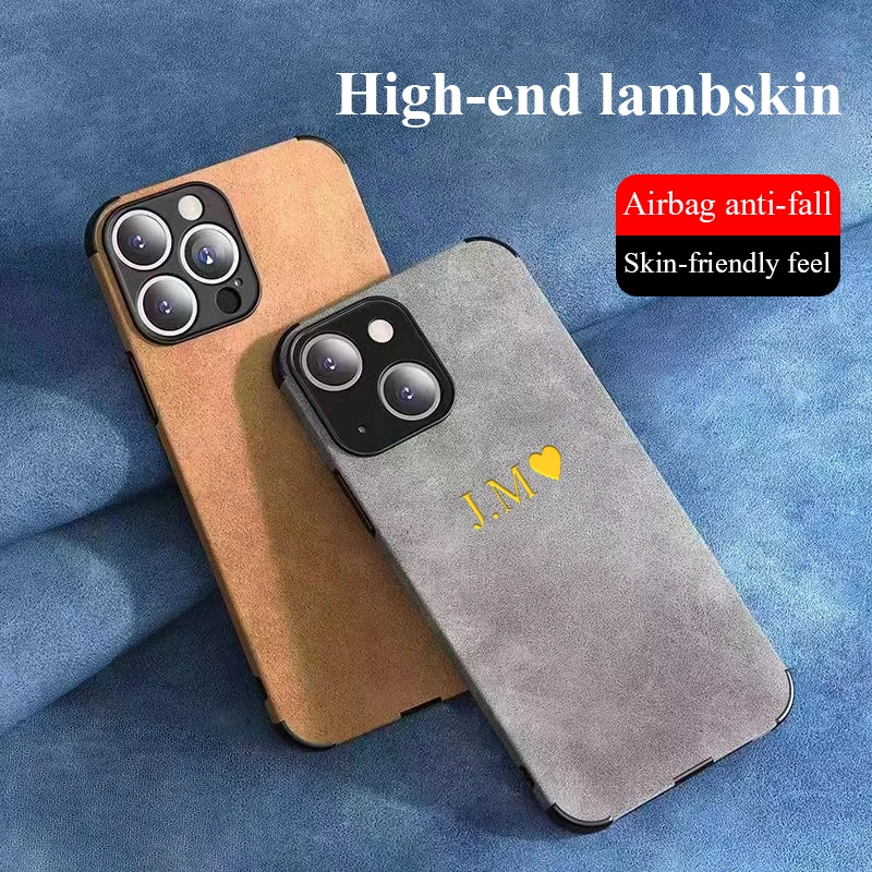 Чехол для iPhone 16 Pro Max 14 Plus персонализированный кожаный чехол из шкуры ягненка с