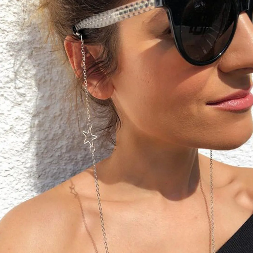 

All-match Jewelry Chain Anti-slip Glasses Chain Alloy Hollow Five-pointed Star Eye Chain Fashion For Both Men And Women