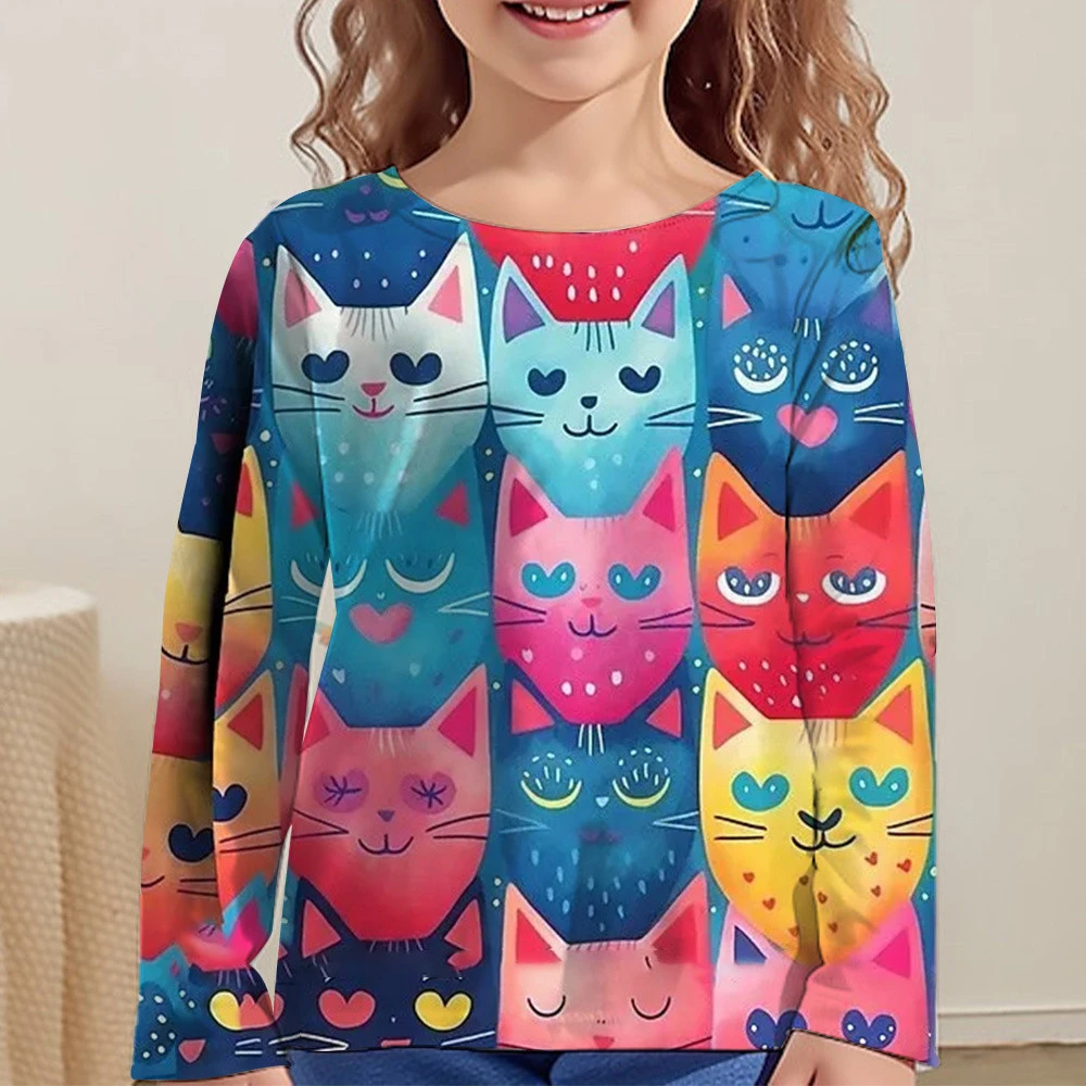 Детская одежда для девочек Мультяшные футболки детей осень 2023 модные топы с