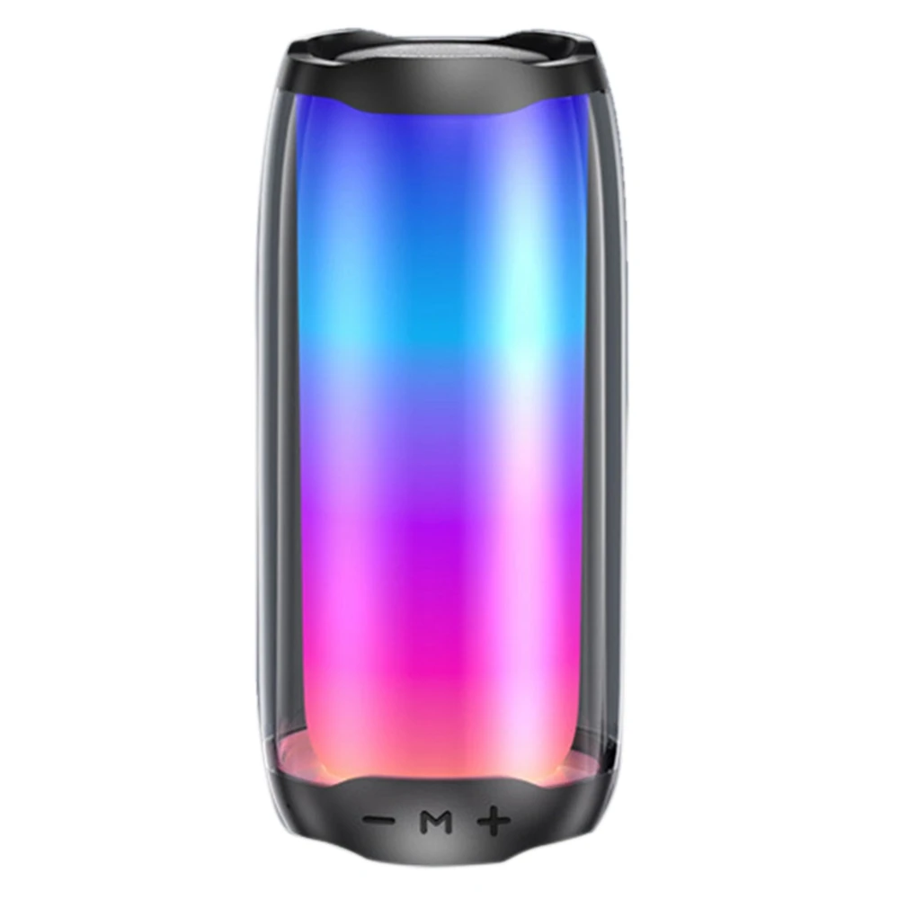 

LED Wireless Bluetooth Speaker with Colorful Light Outdoor Portable Fm Radio Pluggable Card Mic Stereo Subwoofer,Black