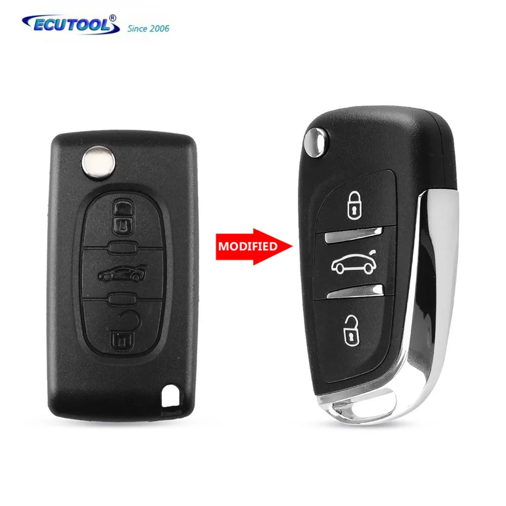 

Key Case For Citroen C2 C3 C4 C5 C6 C8 VA2 Modified Flip Key Shell Remote Key Case 3 Button Car Symbol CE0536