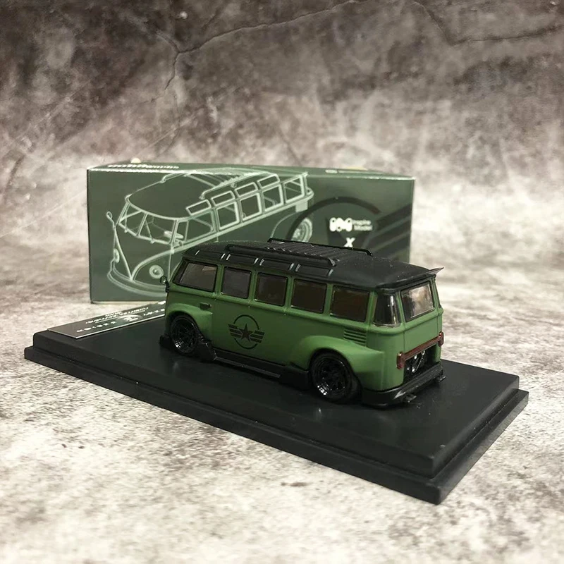 Inspire 1:64 Model Car T1 Bus Alloy Die-Cast Vehicle Collection- Army Green images - 6