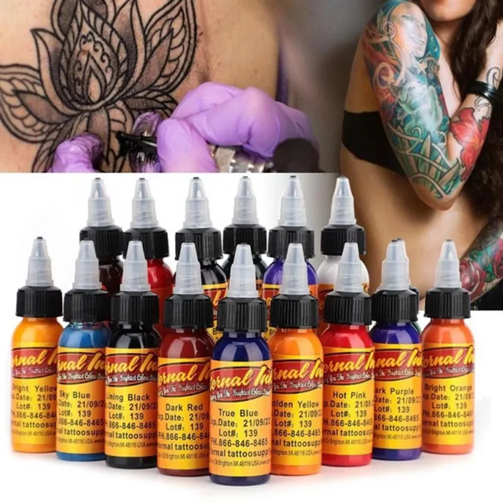 

16 Colors 30ml Body Painting Tattoo Ink Eyebrows Eyeliner Tattoo Paint Permanent Makeup Coloring Pigment Body Eternal Tattoo Ink