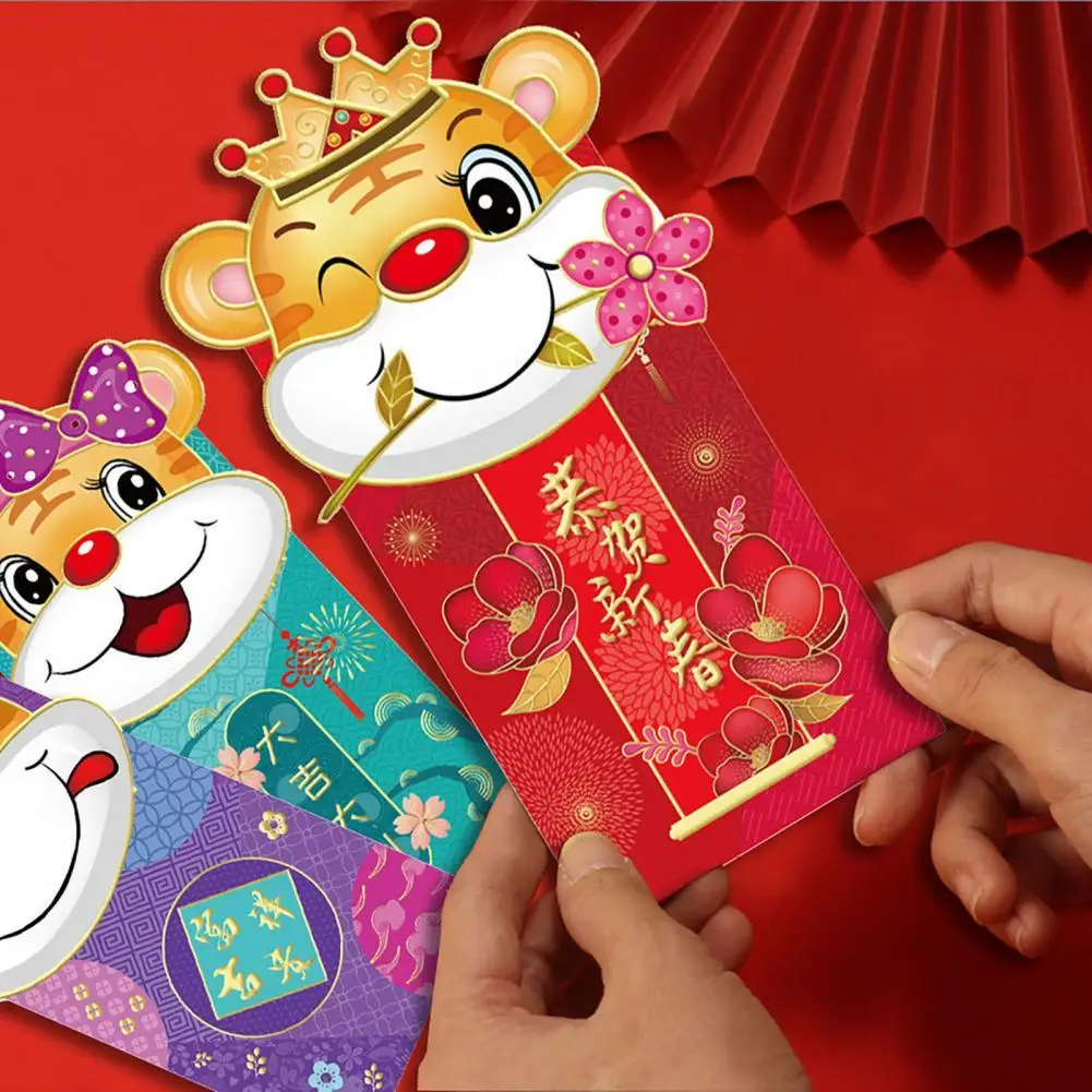 

3Pcs Red Envelope Meaningful Exquisite Paper Cute Cartoon Tiger Money Pocket for Children