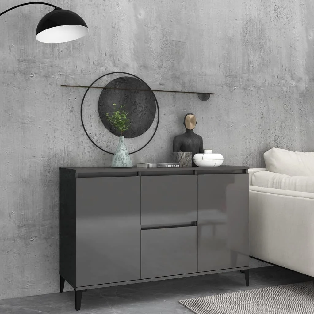 

Glossy gray Buffet 104x35x70 cm agglomerated