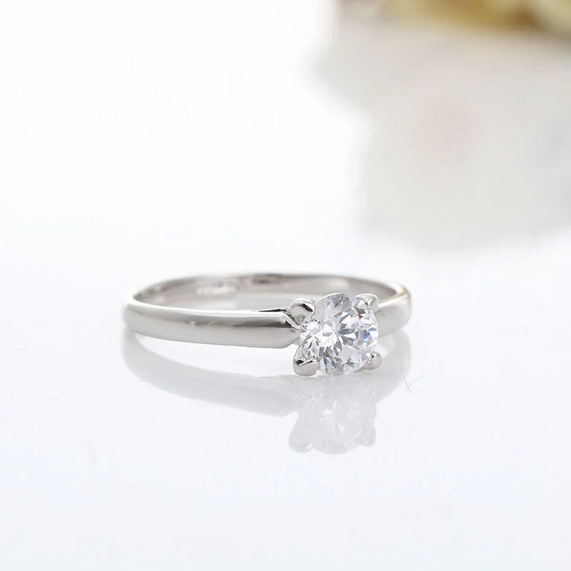 Simple White Gold Color Four Claw Round CZ Engagement Wedding Band Rings For Women Anillos Bague Anel Feminino Aneis Jewelry | Украшения и