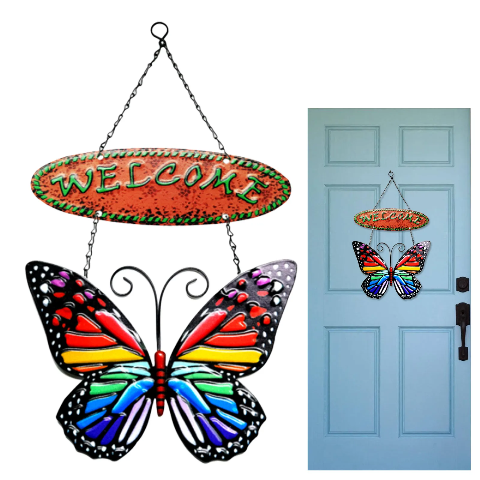 

Butterfly Welcome Sign for Garden 3D Butterfly Wall Decor Vintage Outdoor Art Welcome Sign for Garden Front Door Vintage Wall