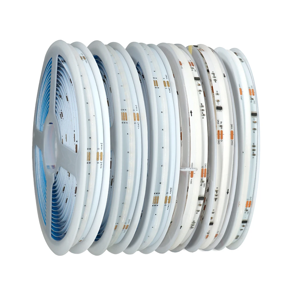 Фото Светодиодная лента COB DC24V WS2814, 784 светодиода/м, адресная, RGBW, RGBNW, RGBWW, гибкая, с эффектом «Dream Colors», FOB COB лента, RA90 №1