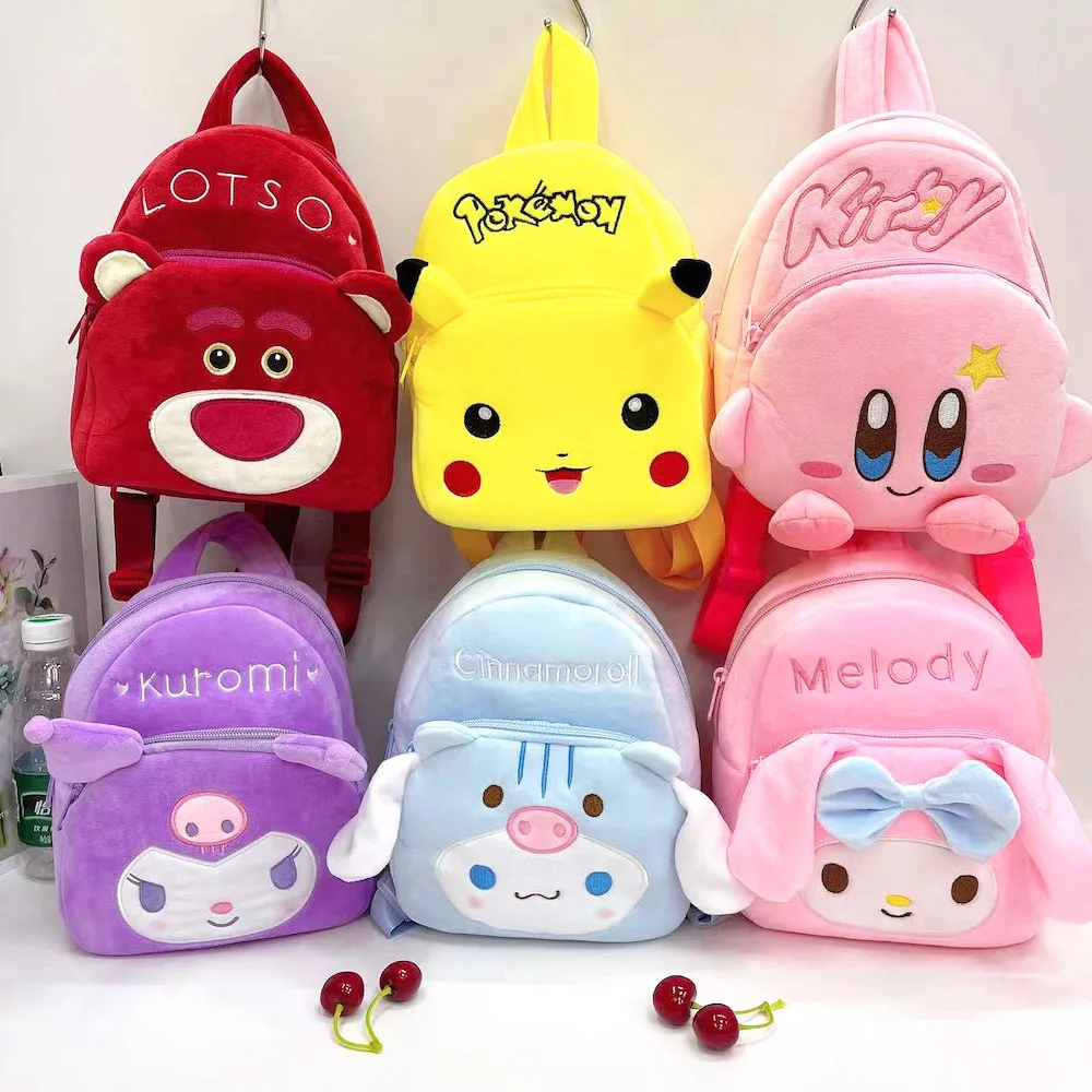 

2022 Cute Anime Peripherals Sanrio Kuromi Cinnamoroll Hello Kitty Plush Doll Toy Backpack Kids Handbag Bag Cartoon Birthday Gift