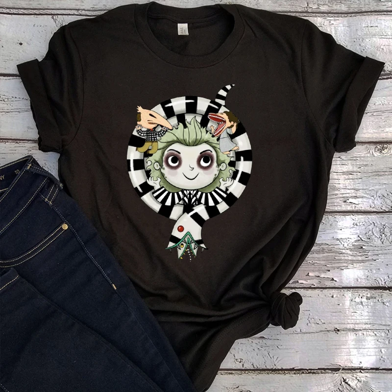 

Футболка от Beetlejuice Never Trust, топы от Beetlejuice, готические футболки для женщин, одежда от Beetlejuice, винтажная женская одежда