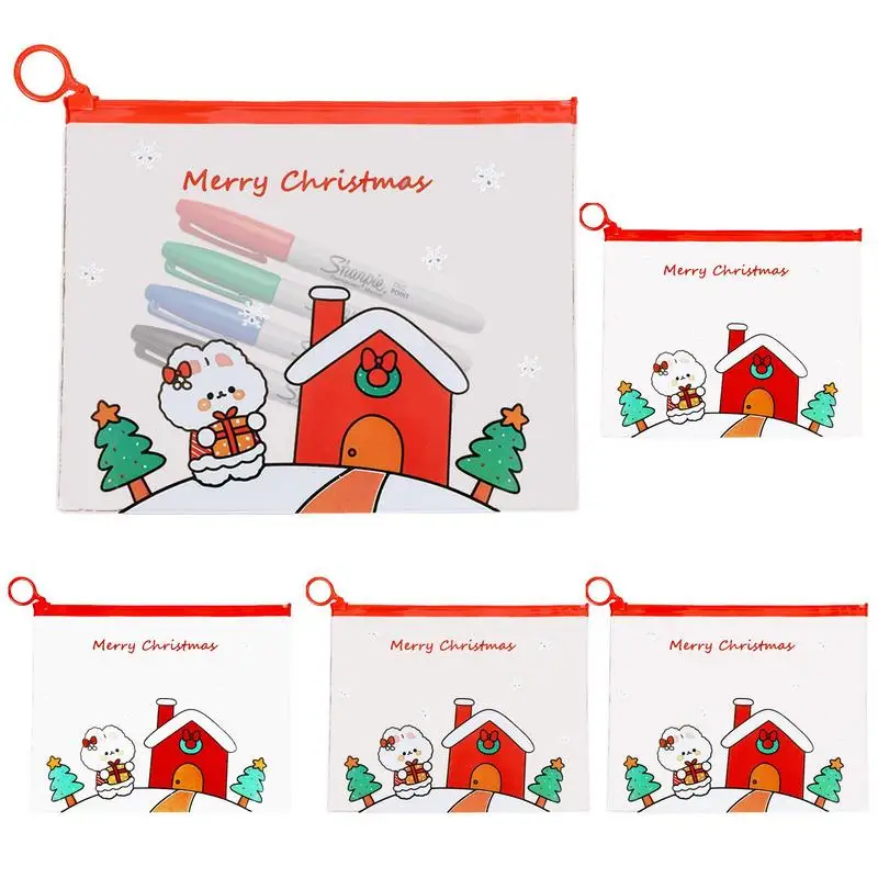 

Ring Zipper Pouch Bags Christmas Transparent Ring File Bag Letter Size Zipper Pouch Puzzle Bag For Organizing Storage