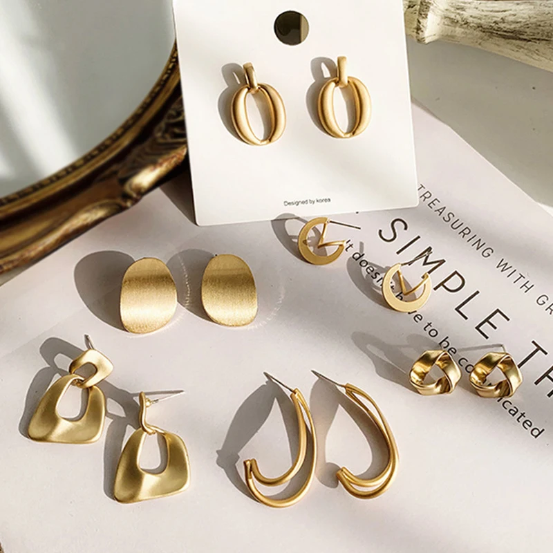 

20 Style Golden Earring For Women Girls Fashion Boho Statement Irregular Drop Earring Sterling Silver Post Hanging Earing
