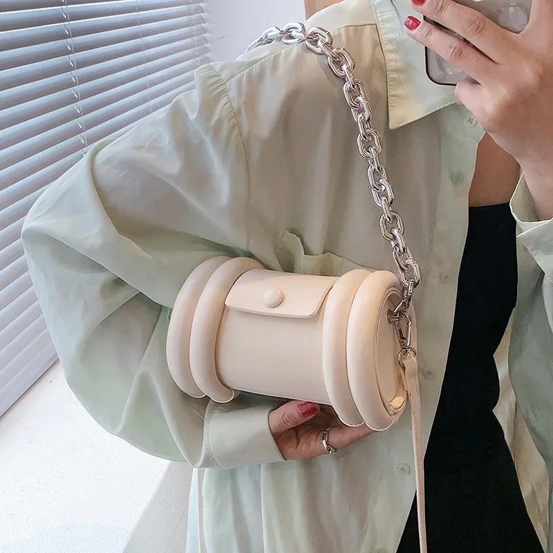

New Slim Ladies Women Bucket Shaped Luxury Chains Designer Underarm Shoulder Bag Totes Purses Handbag Satchel Crossbody Belt Bag