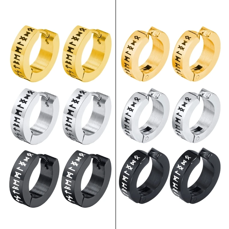 Серьги-обручи с узором Вике Стильные серьги-кольца гравировкой Уникальный зажим