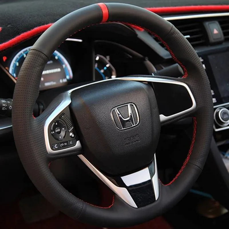

DIY Hand-Stitched Suede Leather Car Steering Wheel Cover for Honda CR-V 10th-Generation Civic Interior Car Accessories