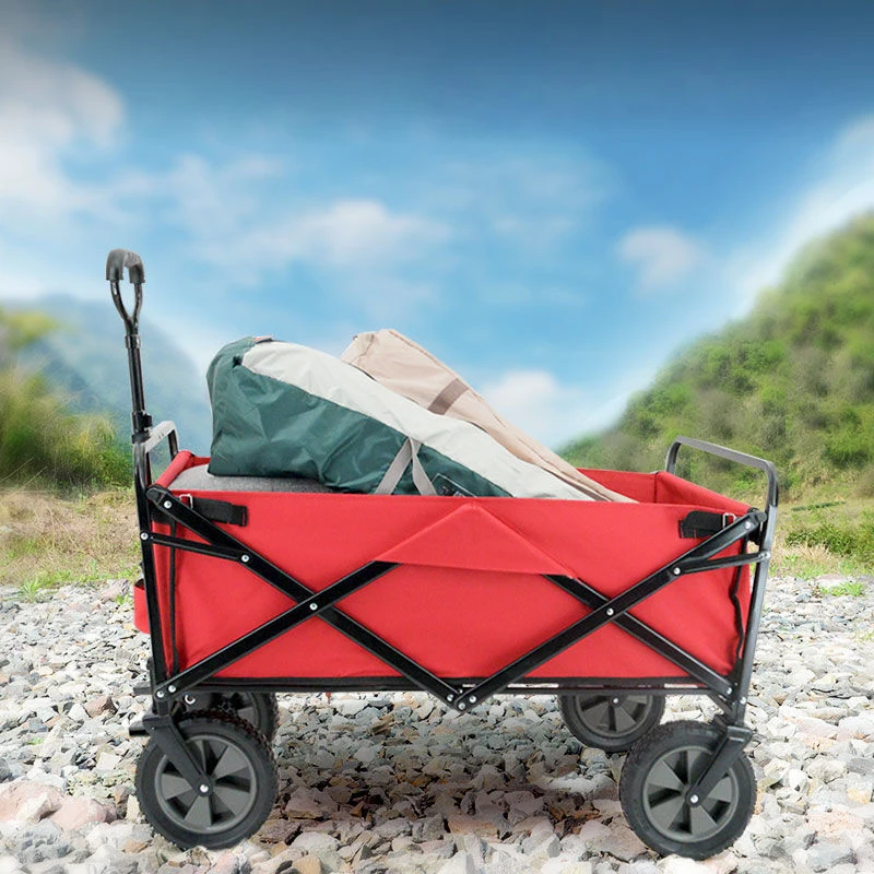 

Outdoor Folding Camping Picnic Cart Grocery Shopping Cart with 8inch Wheels Bearing 80kg