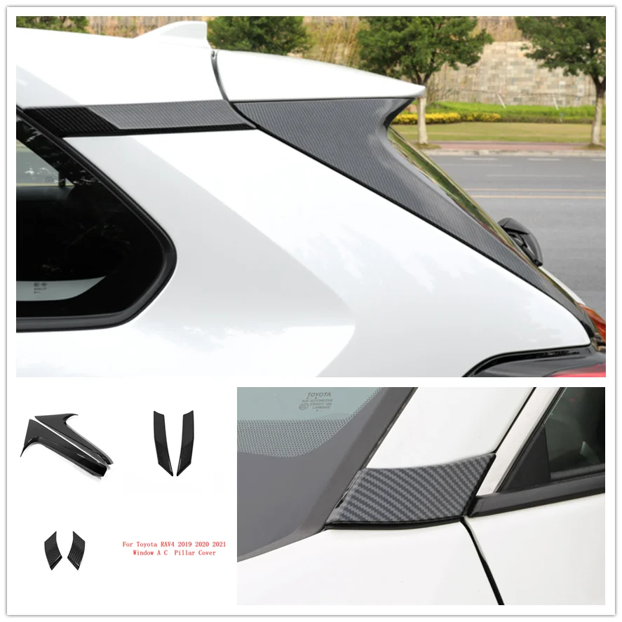 

For Toyota RAV4 RAV 4 2019-2021 Carbon Fiber Window A C Pillar Cover Molding Trim Decoration Sticker Exterior Car Accessories