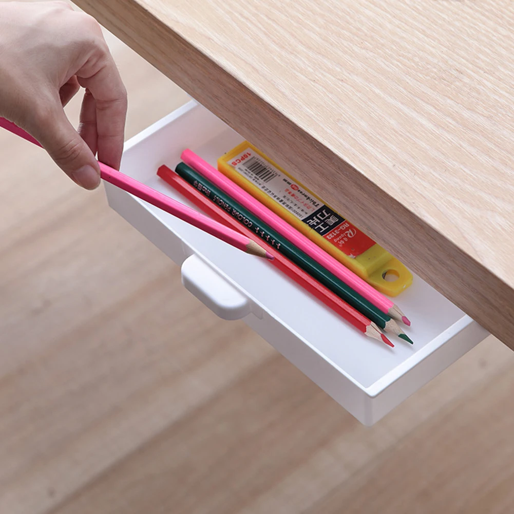 

Desk Organizers Storage Drawer Self-adhesive Storage Box Office Stationery Tools Organizers Knife Fork Kitchen Organizer Makeup