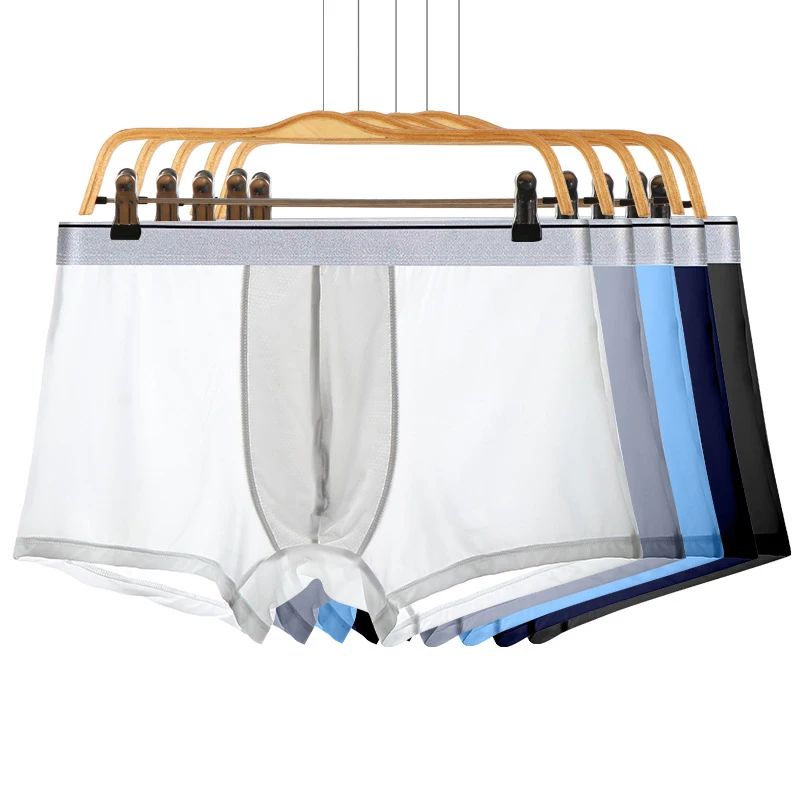 Men's Plus Size Underwear Men Boxer Briefs Ice Silk Ultra-Thin Breathable Plus Size Boxers 5XL 6XL 7XL 8XL 9XL 10XL 11XL 12XL