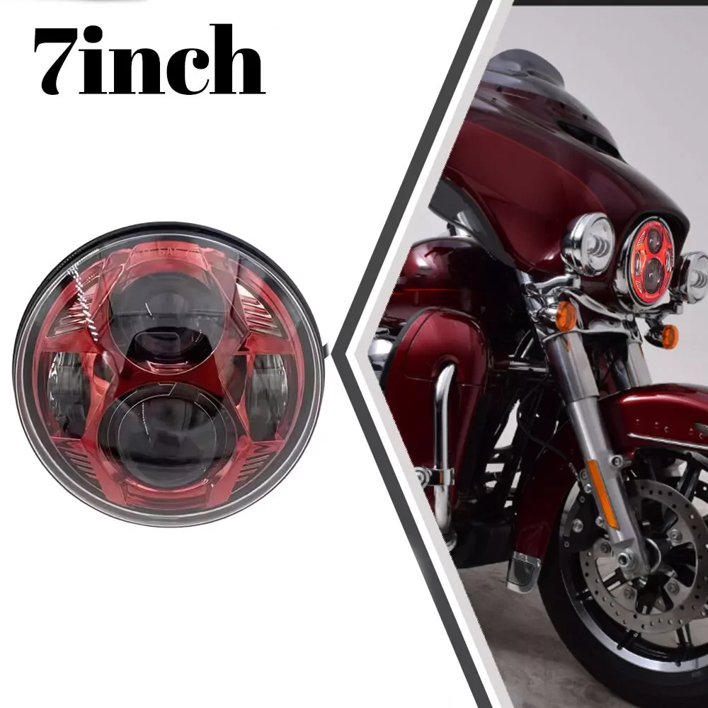 Фото 7-дюймовый красный светодиодный мотор проектора, фара Plug and Play для Harley Davidson Touring 1994-2013 гг. №1
