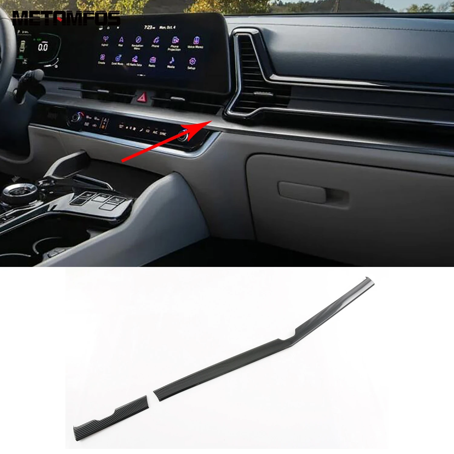 

Для Kia Sportage NQ5 2021 2022 2023 из углеродного волокна центральная консоль панель приборной панели полоса крышка отделка Украшение Наклейка Автомоб...