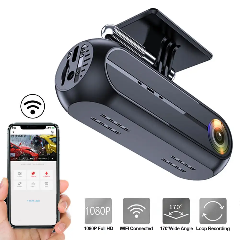 

1080P HD Car Dash Cam 170 Degree Wifi car recorders Night Vision G-sensor Vehicle Camera Video Recorder 24H Parking Monitoring