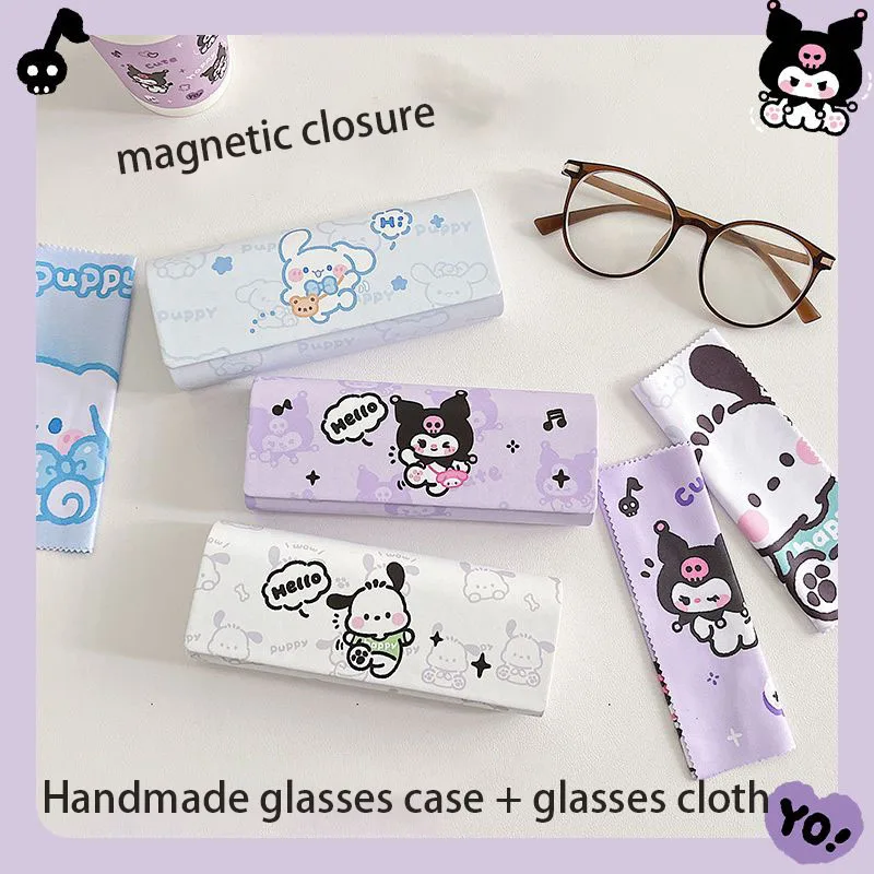 

Sanrio Cinnamoroll Glasse Case Pachacco Kuromi New Cute Cartoon Anime Glasses Cloth Portable Anti-drop Anti-scratch Storage Box