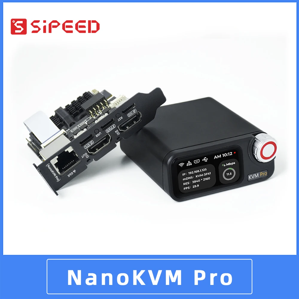 Фото Sipeed NanoKVM-Pro PiKVM 4K IP-KVM GbE WiFi6 PoE Пульт дистанционного управления HomeLab Сервер NAS AI Агент HDMI второй экран светодиодная лента №1
