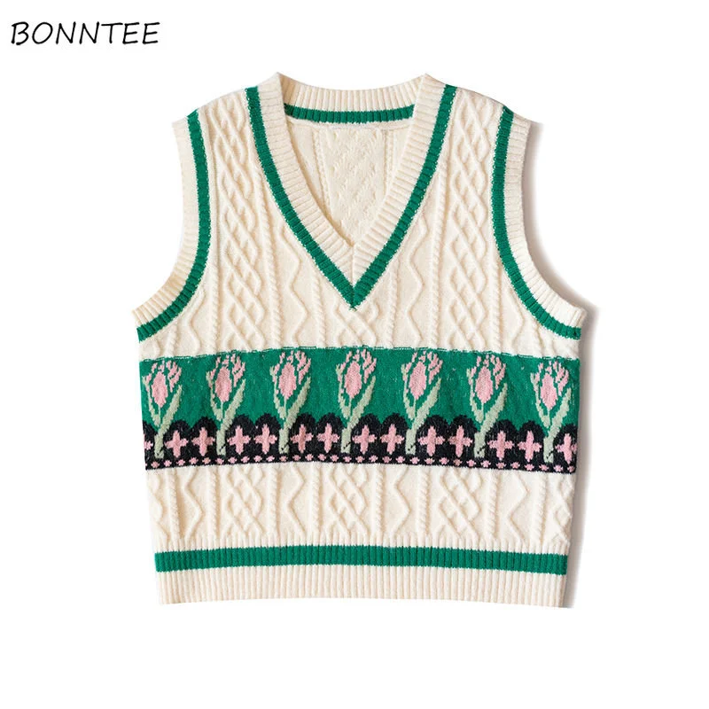 

Sweater Vests Women V-neck Chic Soft Harajuku Chic Casual Vintage Cozy Autumn Minimalist Streetwear All-match Basic BF Knitwear