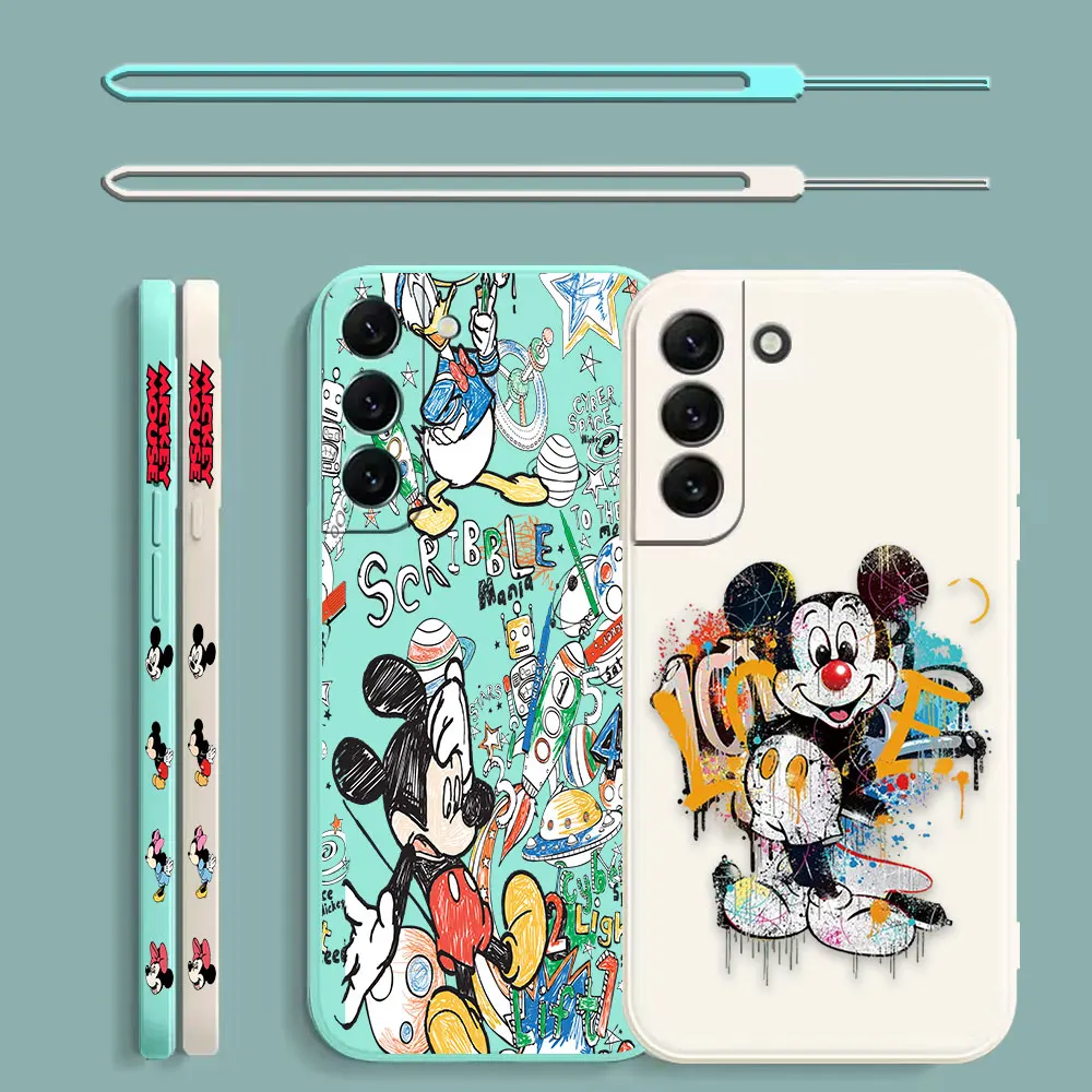 

Comics Mickey Mouse Phone Case For Samsung Galaxy S23 S22 S21 S20 FE Ultra S11 S11E S10 S10E S9 Plus Lite Liquid Left Rope Cover