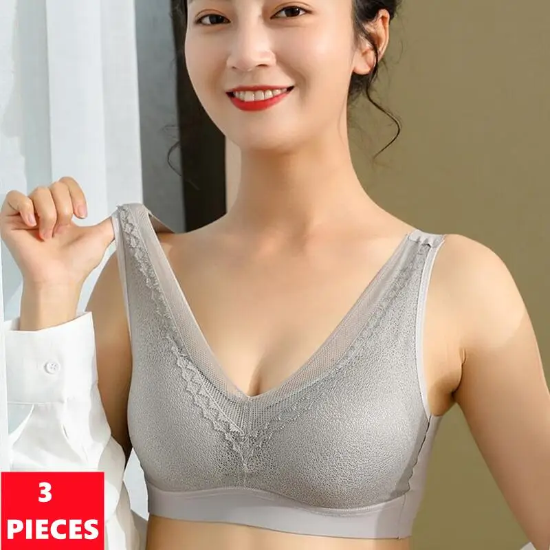 3 шт. женский кружевной бюстгальтер с чашками пуш-ап