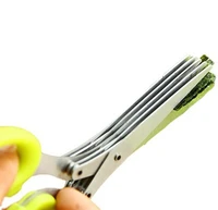 multilayer stainless steel multifunctional knives kitchen scissors chive cutter herb spice kitchen slicer shredded scallion cut
