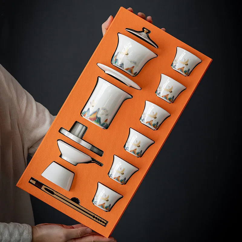 

Top Chinese White Porcelain Kung Fu Tea Set Set Gift Box