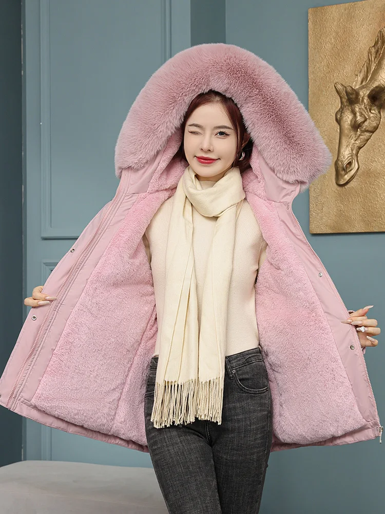 MEILLY DOLPHIN New 2023 Thicken Cotton Warm Winter Jacket Coat Women Casual Parkas Winter Clothes Fur Liner Short Hooded Outwear