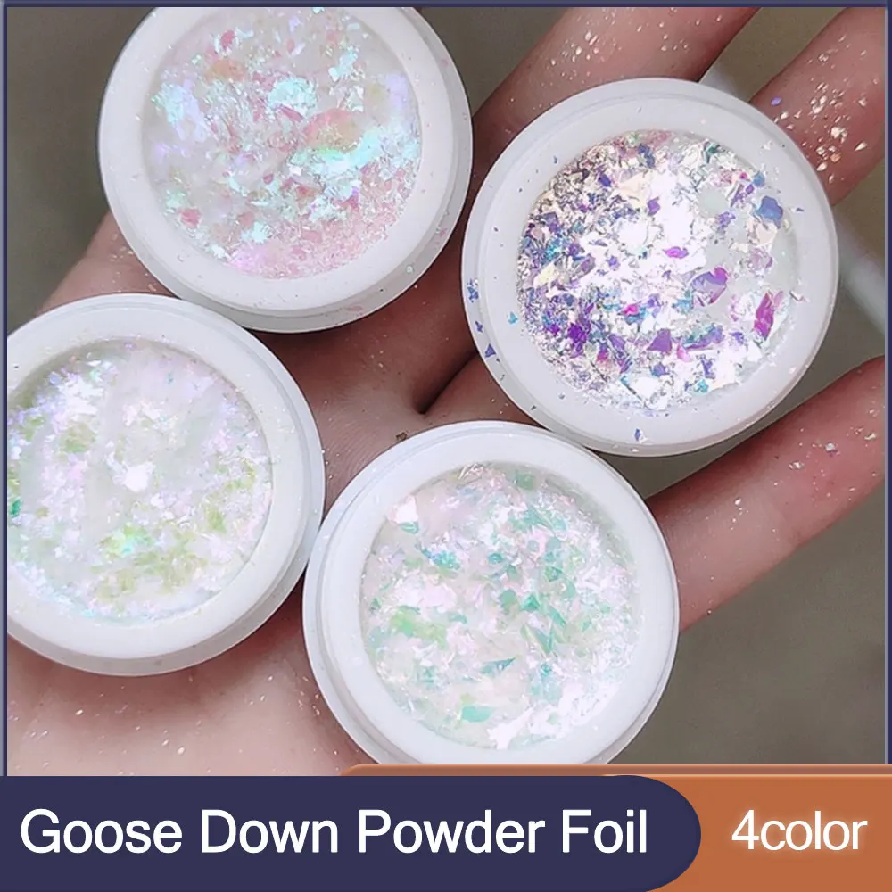 Goose Down Powder Foil Nail Glitter Ultra-thin Broken Fragment Versatile Various Base Color Nail Polish Nail Art Decorations enlarge
