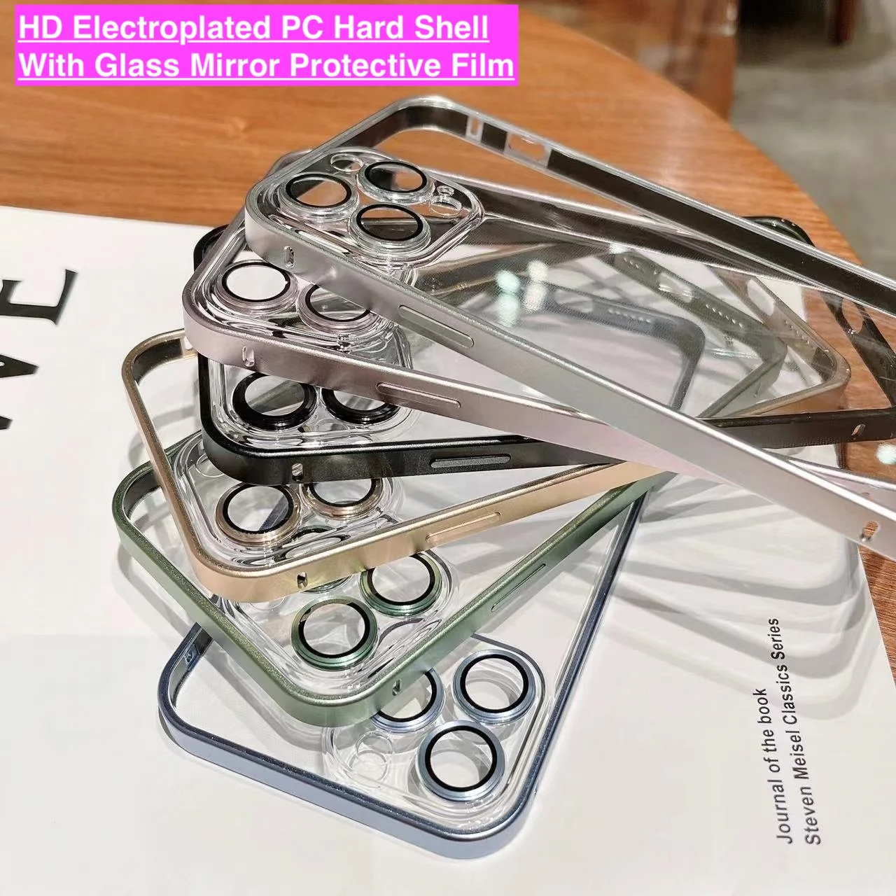 

Electroplate Frame With High Definition Glass Lens Film Protection Shockproof Phone hard Case For iPhone 12 13 14 ProMax Cover